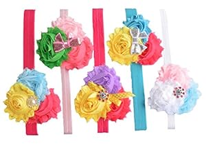 Qs 5 Pieces Baby's Headbands Girl's Cloth Flower Headband Hair Band (5 Pack)