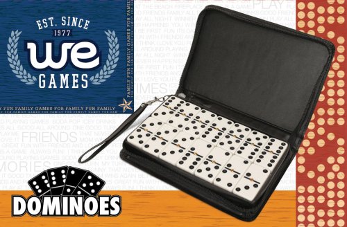 Childrens Toyshop  Toys : DOUBLE 6 Dominoes With spinners in black vinyl zipper case with strap