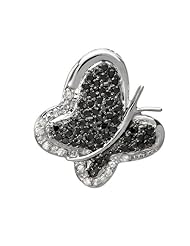 0.30 Carat (ctw) Sterling Silver Real Diamond Butterfly Ladies Pendant with 16 inch loose rope chain