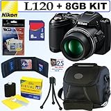 Nikon Coolpix L120 14.1 MP Digital Camera (Black) + 8GB Accessory Kit