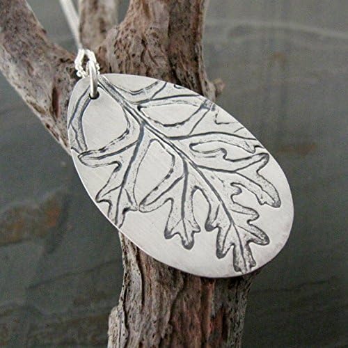 Large silver leaf necklace
