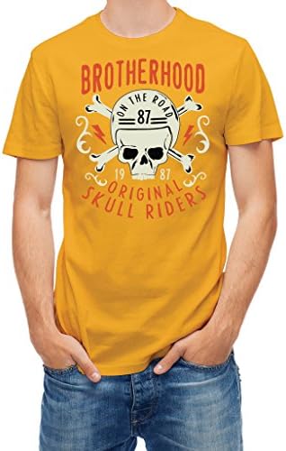 T-shirt skull race riders Brotherhood Yellow Gold L