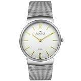 Skagen Men's 695XLSGS Steel Collection Mesh Stainless Steel White Dial Watch