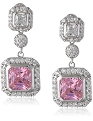 White Bronze Pink and Clear Cubic-Zirconia Earrings