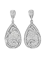 4.00 Carat (ctw) 14k White Gold Round Diamond Ladies Dangling Drop Earrings