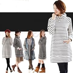 (ジェムクローゼット) gem closet ナチュラル ボーダー柄 カシュクールネック ロング丈 パーカー ワンピース