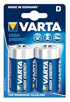 Varta High Energy Batteries D Alkaline 1.5 Volt 2 Pack