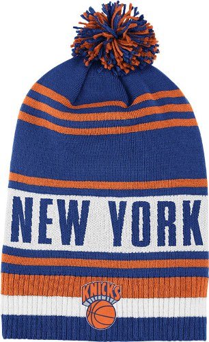 NBA Men's Classic Teams Pom Knit Hat - Kf09Z, New York Knicks, Blue/White/Orange, One Size