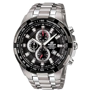 Men's Stainless Steel Edifice Black Dial Tachymeter