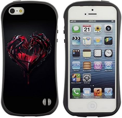 Hybrid Anti-Shock Bumper Case for Apple iPhone 5 5S / Goth Dark Heart & Blood
