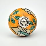 Ornate orange floral Ceramic knobs for cabinets & cupboards - hand painted pulls