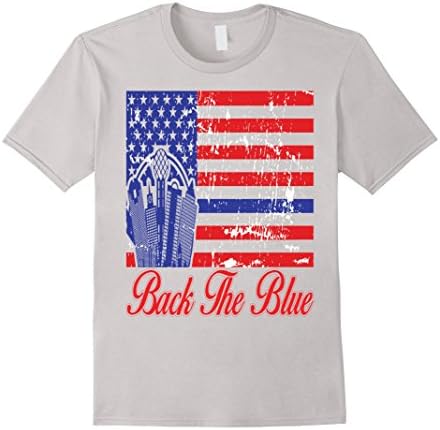 Men's Back the Blue Dallas City Skyline Honorary TShirts 5 Medium Silver