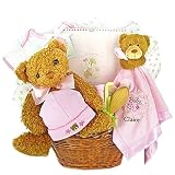New Baby Girl's Firsts Gift Basket - Shower Gift Idea for Newborns