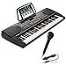 Hamzer 61-Key Electronic Keyboard Portable Digital Music Piano with Lighted Keys, Microphone & Sticker Set
