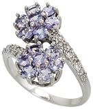 14ct White Gold Floral Ring W 150 Total Carat Brilliant Cut Diamonds Brilliant Cut Tanzanite Stones 34 19mm Wide O