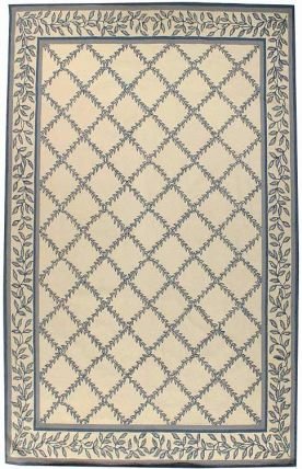 Safavieh Chelsea Collection HK230A Hand Hooked Ivory and Light Blue Wool Area Rug, 6-Feet by 9-Feet
