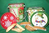 Set of 4 Holiday Paint Cans containing 9 ounces of biscotti each by Peggy's Biscotti