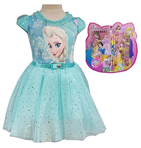CherWow® Kids Children Girls Cartoon Elsa Princess Cosplay Mesh Bubble Dress
