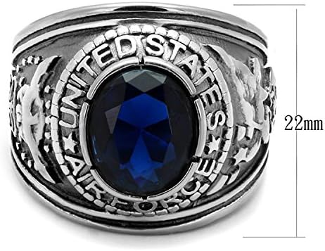 Stainless Steel "United States Air Force" Men's CZ Military Ring (Size 10)