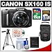 Canon PowerShot SX160 IS Digital Camera (Black) with 16GB Card + Case + Tripod + Accessory Kit