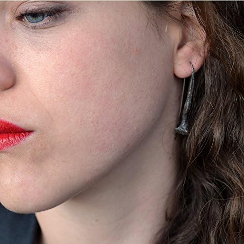 'Nails' Statements earrings. Oxidized Sterling Silver by Microfficina