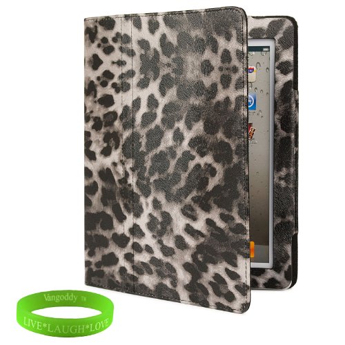 Dark Leopard iPad Skin Cover Case Stand with Screen Flap and Sleep Function for all Models of The NEW Apple iPad (3rd Generation, wifi , + AT&T 3G , 16 GB , 32GB , MD328LL/A , MD329LL/A , MD330LL/A, ect..) + Live * Laugh * Love Vangoddy Trademarked Wrist Band!!!