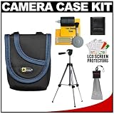 Sony CyberShot Digital Camera Accessory Kit with OSN Compact Digital Camera Case (Black/Blue Trim) + Tripod Accessory Kit for DSC- WX1, S750, S780, S950, S980, W180, W190, TX5, TX7, W310, W330, W350, W370, H55, HX5V and HX1