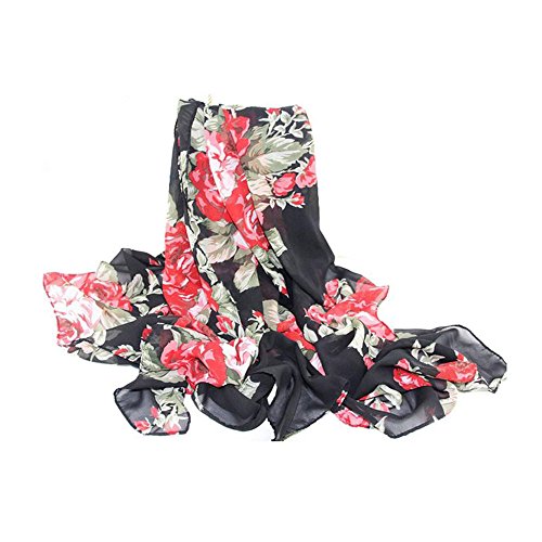 eFuture(TM) Fashion Ladies Style Soft Chiffon Black Butterfly Print Scarf Scarf Wrap +eFuture's nice Keyring