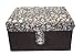 Square Jewellery Box in Brown Faux-Suede with Smokey Gems