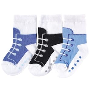 3pk Non-Skid Shoe Socks, Boy Sports Shoe Socks, 0-6 months