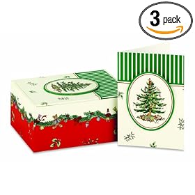 CR Gibson Spode Christmas Tree Boxed Christmas Cards (Pack of 3)