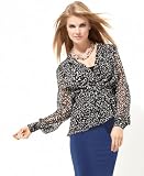BCBGeneration Blouse, Two Button Printed Stone Grey XS
