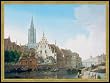 Bild mit Rahmen: Domenico Quaglio, "Stra�burg mit M�nsterturm", 71 x 52 - Holz Corum S: Gold
