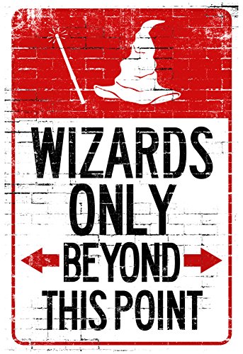 Wizards Only Beyond This Point Sign Poster 13 x 19in with Poster Hanger