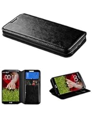 Wireless: myLife Nightmare Black {Innovative Design} Faux Leather (Multipurpose - Card, Cash and ID Holder + Magnetic Closing) Folio Slimfold Wallet for the LG G2 Smartphone (External Textured Synthetic Leather with Magnetic Clip + Internal Secure Snap In Closure Hard Rubberized Bumper Holder) - myLife Brand Products