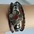November's Chopin Unique Metal Button Ring Braided Leather Adjustable Wrap Bracelet