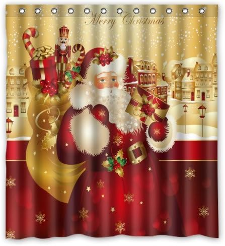 Shower Curtain for Christmas - Lovely Vintage Santa Claus with Gifts X-mas Decorations - Fashion Personalized Bathroom Curtains Waterproof Polyester Fabric 66(w) x72(h) Rings Included