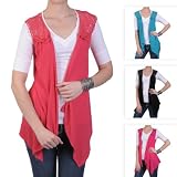 Hailey Jeans Co Womens Open Front Crochet Detail Vest