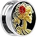 Body Candy Stainless Steel Red Rose Skeleton Screw Fit Plug Pair (5mm to 20mm)