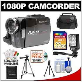 Bell & Howell DV5HDZ ZoomTouch 1080p HD High Definition Digital Video Camcorder & Case with 32GB Card + Case + Tripod + LED Video Light + Accessory Kit