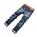 ELENKER Men's Holey Washed Straight Leg Designed Casual Jeans