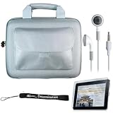 Silver Gray Cube with Pocket Series Shell Hard Carrying case for iPad fits snuggly + Includes a 4-inch eBigValue (TM) Determination Hand Strap + Anti-Glare Screen Protector for iPad Tablet ( All Models ) + Fashion Earbud Headset Headphones 3.5mm In-Ear Stereo ( White )