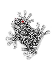 Sterling Silver Brooches Frog Ruby CZ Brooche