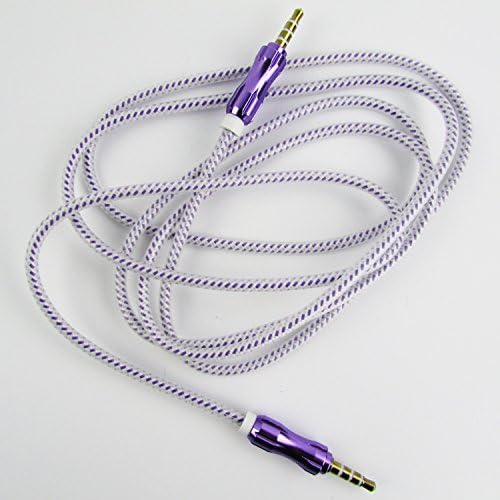 High-quality Audio Cable Line 3.5mm male to male AUX with Copper Head Transparent Rubber 2PC for Beats Headphone,iPods,iPhones,iPads,Samsaung,Smartphone,Mp3,Tablet,Home/Car Stereos (4.9Ft-Purple)