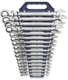 GearWrench 9902D 16 Piece Flex-Head Combination Ratcheting Wrench Set Metric