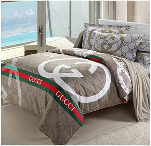 Brown Red Green - 4 Piece Queen Duvet Cover Set- Cotton - 600 Thread Count