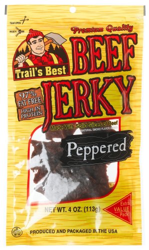 Trail's Best Peppered Beef Jerky, 4-Ounce Packages (Pack of 6) by Dried Beef