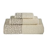 Review Welspun  / Waverly Light Taupe/Buff White Bath Towel