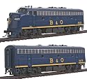 Proto 2000 Diesel EMD F7A-B Set Powered with Sound and DCC - Baltimore and Ohio #4523 (A) and #5475 (B) (solid blue with sill stripe)