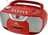 Elta 6770 Stereo Radio-Rekorder (CD-Player, UKW-/MW-Tuner, Kassettendeck, 50 Watt PMPO) rot